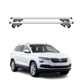 Menabo Barras de Techo Coche Barra para Skoda Karoq 2018-2025 Gris Aluminio 2Pza
